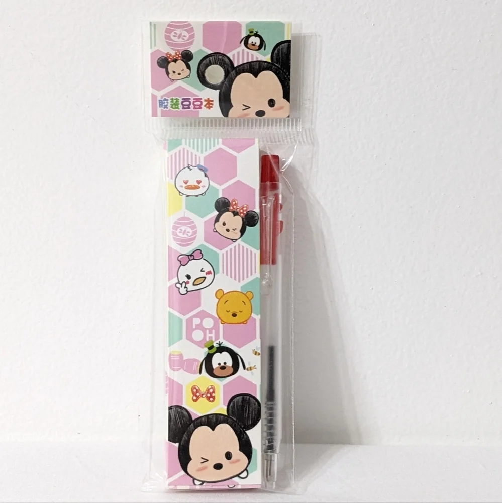 Disney Tsum Tsum Hexagon Print Mini Memo Pad With Mini Writing Pen, NEW